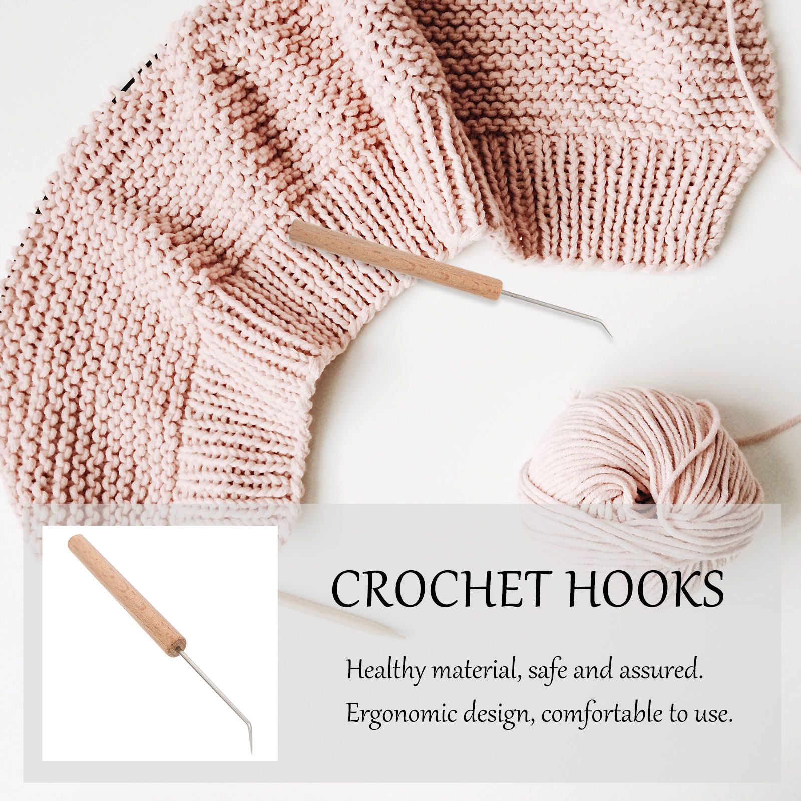Wooden Crochet Hooks Ergonomic Handle - 1 pièce, crochet à manche en