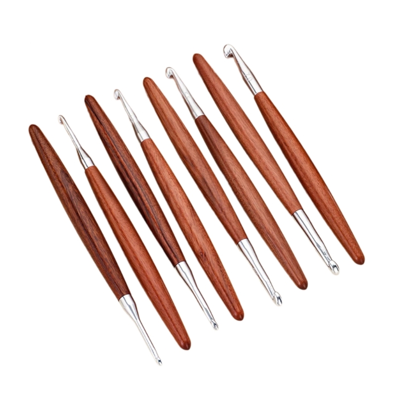 Wooden Crochet Hooks Ergonomic Handle - F68E 8 Pièces Poignée En Bois