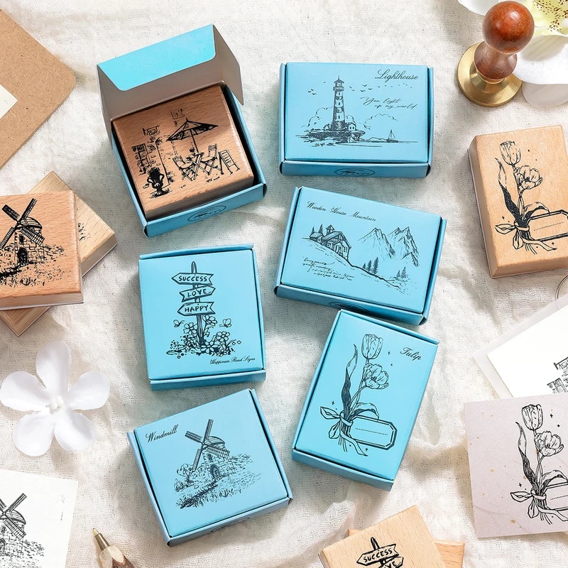 Timbres en bois vintage, motif - Scrapbooking avis et prix
