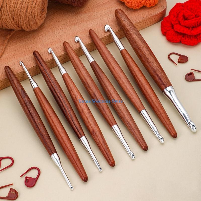 F68E 8 Pièces Poignée En Bois  - Wooden Crochet Hooks Ergonomic Handle avis et prix