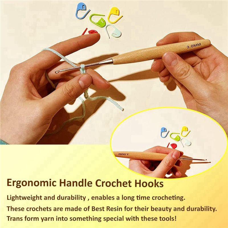 M12K-40 pièces, crochets à cro - Wooden Crochet Hooks Ergonomic Handle avis et prix