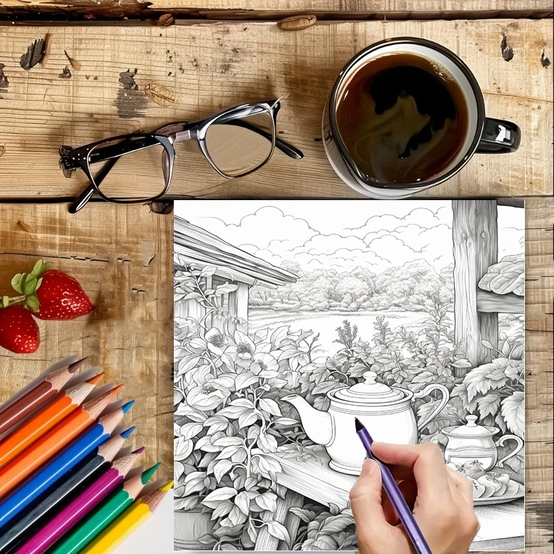 Livre de coloriage Tea In The  - Painting Supplies avis et prix